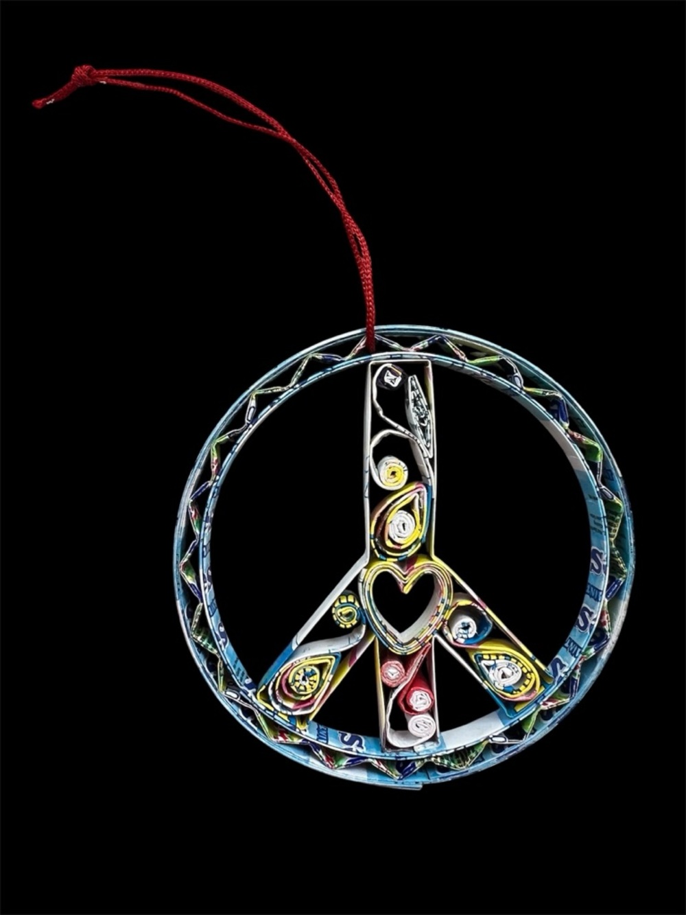 Recycled Xmas Ornament Wall Hanging Art Up cycled Mentos Wrapper Decor Handmade